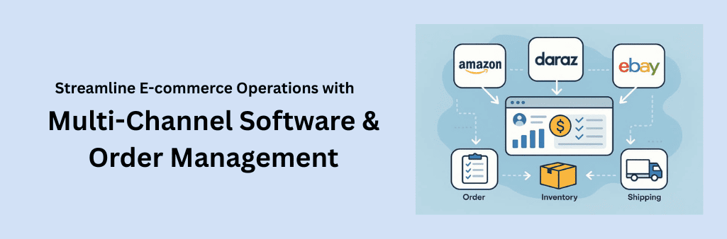 Dashboard view of multi-channel software and order management system optimizing e-commerce operations with real-time tracking and automation tools.