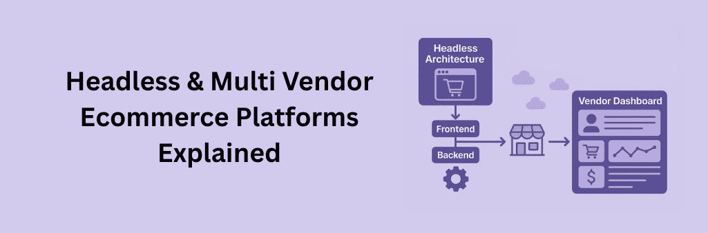 Infographic showing how headless and multi vendor ecommerce platforms support flexible modern businesses, including benefits
