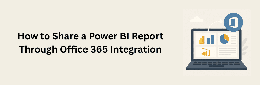 Laptop displaying pointing to an Office 365 icon, symbolizing report sharing through Office 365 integration.