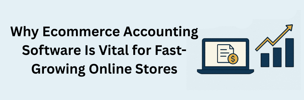 A laptop displaying a financial document alongside an upward-pointing growth chart, symbolizing the importance of ecommerce accounting software for scaling online stores